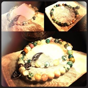 Semiprecious green glass Beaded Bracelet sets